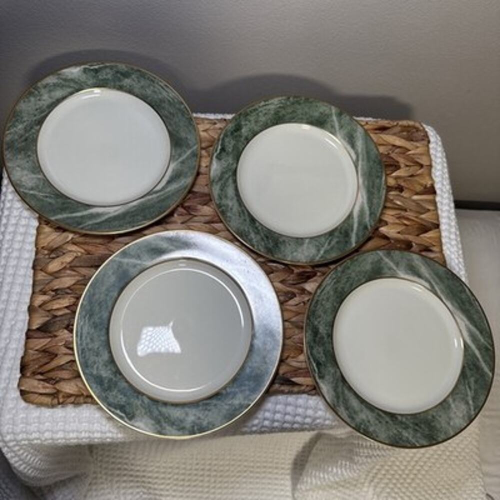 Mikasa Travertine Green L2112 Salad Plates Set of 4 7.5” Japan Bardi Vintage